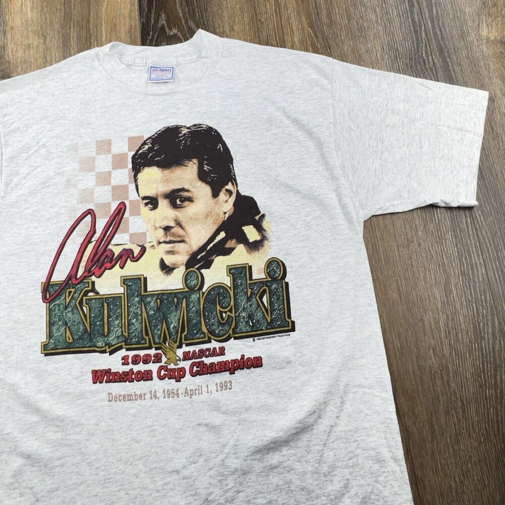 Vintage Alan Kulwicki Shirt Mens XL Gray 1992 Winston Cup Nascar Racing 90s Tee